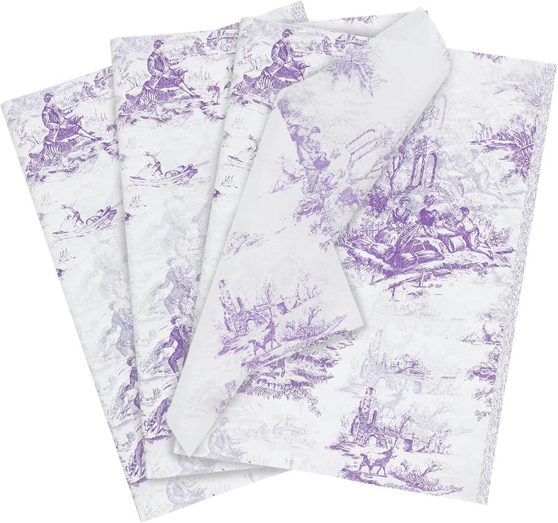 Ethanberg 60 Sheets Gift Wrapping Tissue Paper Bulk, Vintage Purple Tissue Paper for Gift Bags, Decorative Art Papers for DIY Crafts Wedding Birthday Baby Showers Holiday Party Decor, 20x14 Inches - Image 1